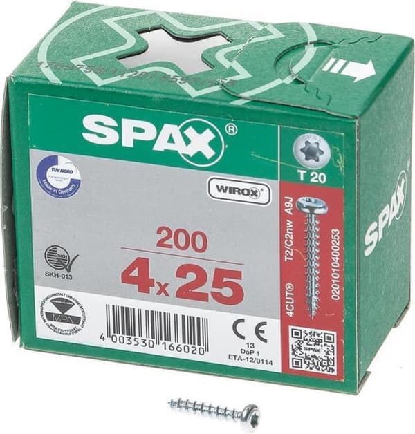 Spax spånplade CK Galvaniseret Torx 4,0 x 25 (200) - 200 stk.