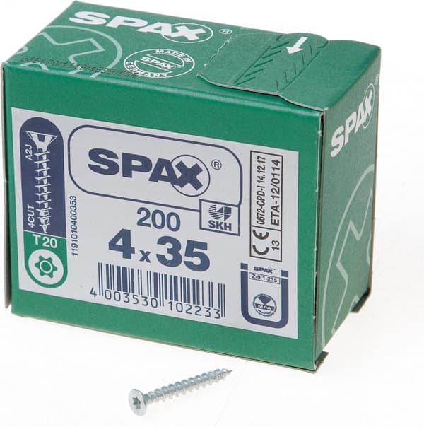 Spax Spånpladeskrue Galvaniseret Torx 4,0 x 35 (200) - 200 stk.
