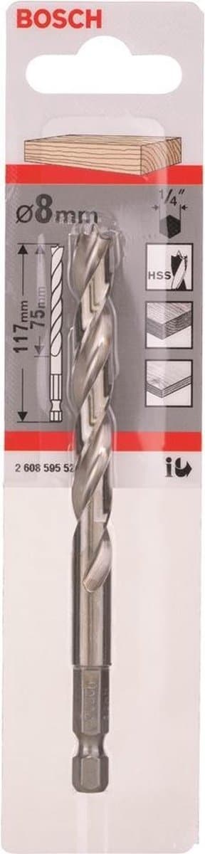 Bosch Træspiralbor - 1/4" sekskantskaft - 8 mm