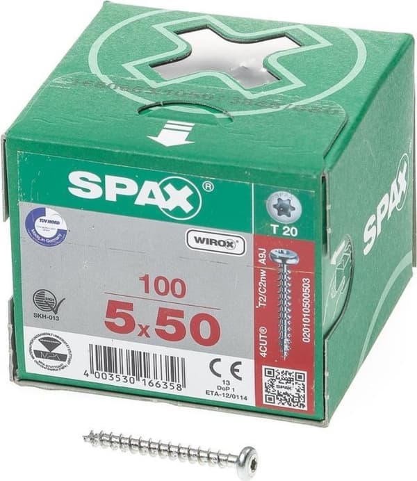 Spax spånplade CK galvaniseret Torx 5,0 x 50 (100) - 100 stk.