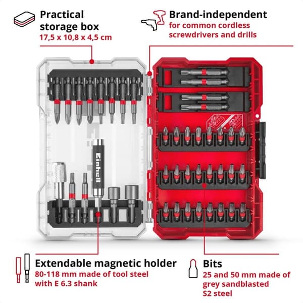 Einhell bit sæt - 42 dele - M-CASE