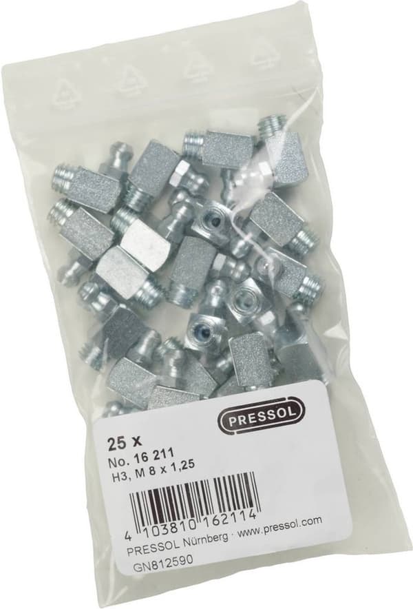 Pressol Konisk sønippel H3-90°, M 8 x 1,25-VZ 25 stk.