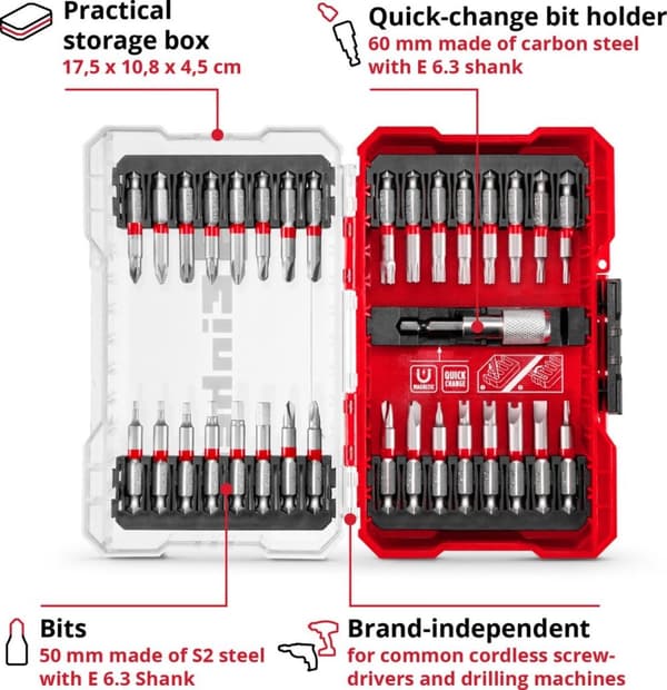 Einhell bit sæt - 33 dele - M-CASE