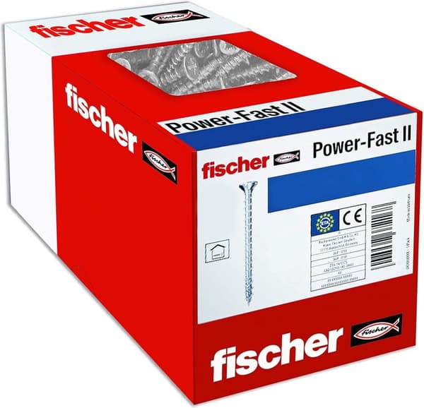 Fischer 670277, Skruv, Rostfritt stål, Trä, Delgänga, Runt huvud, Torx