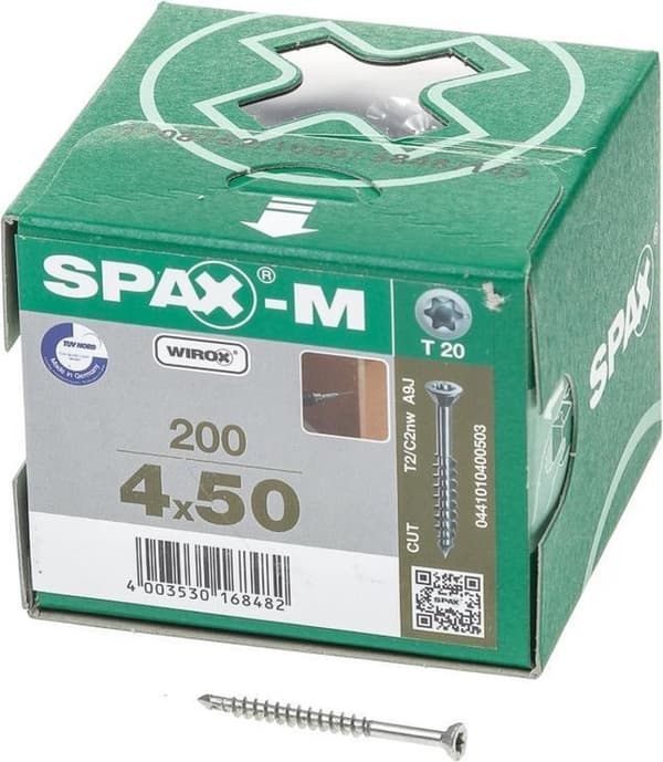Spax Spånpladeskrue cylinderhoved galvaniseret T-Star T20 4,5x50mm (pr. 200 stk.)