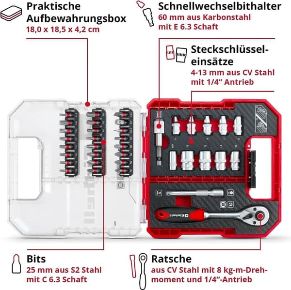 Einhell bitset - 37 delar - L-CASE