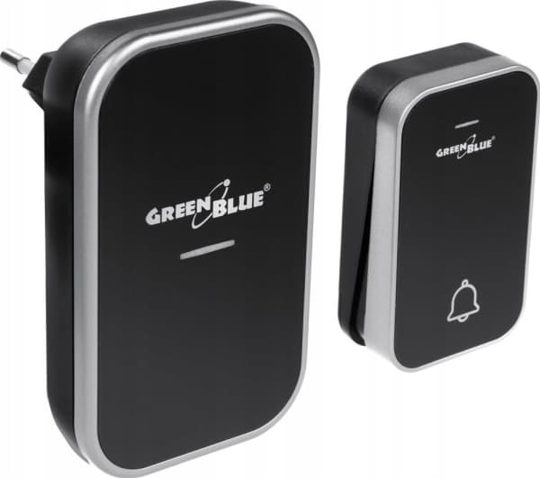 GreenBlue Kinetic batterifri trådlös ringklocka, 38 melodier, svart, räckvidd upp till 200 m, IP44, GB157 B