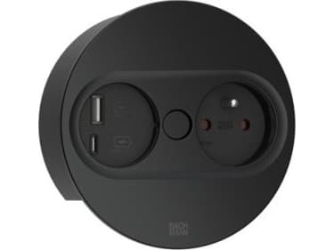 Bachmann 946.106, tyyppi E + USB A + USB C, upotettu pöydälle, 4 cm, työpöytä, musta, metalli, muovi