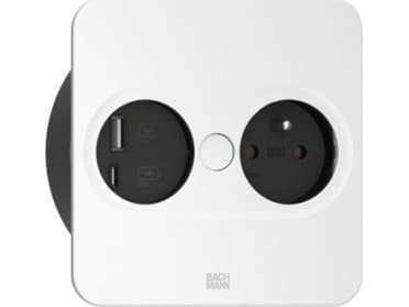 Bachmann 946.207, Type E + USB A + USB C, Inbyggd i bänkskiva, 4 cm, Rostfritt stål, Metall, Plast, IP20