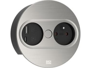 Bachmann 946.006, tyyppi E + USB A + USB C, upotettu pöydälle, 4 cm, työpöytä, ruostumaton teräs, metalli, muovi