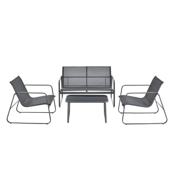 Loungegrupp Anzi set om 4 stål glas set grå [casa.pro]