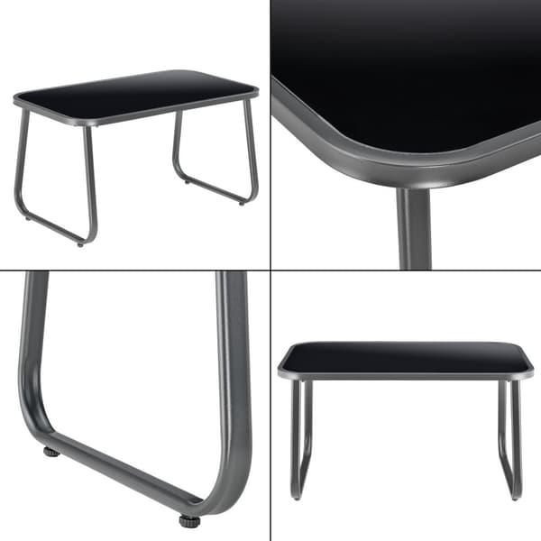 Loungegrupp Anzi set om 4 stål glas set grå [casa.pro]