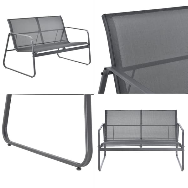 Loungegrupp Anzi set om 4 stål glas set grå [casa.pro]