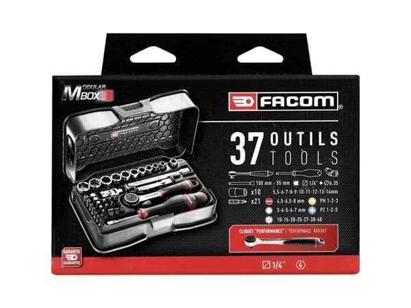 Facom hylsysovitinsarja 1/4 (6,3 mm) 37 kpl R.161-6P6PB