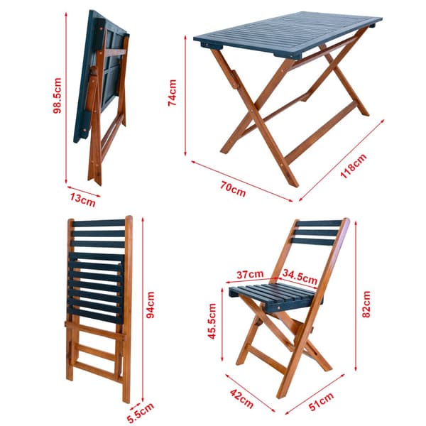Matgrupp Altamura av bord och 4 stolar akacia [en.casa]