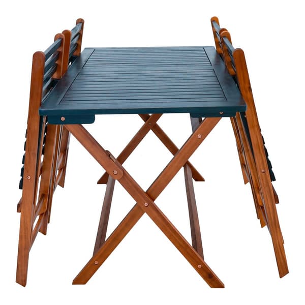 Matgrupp Altamura av bord och 4 stolar akacia [en.casa]