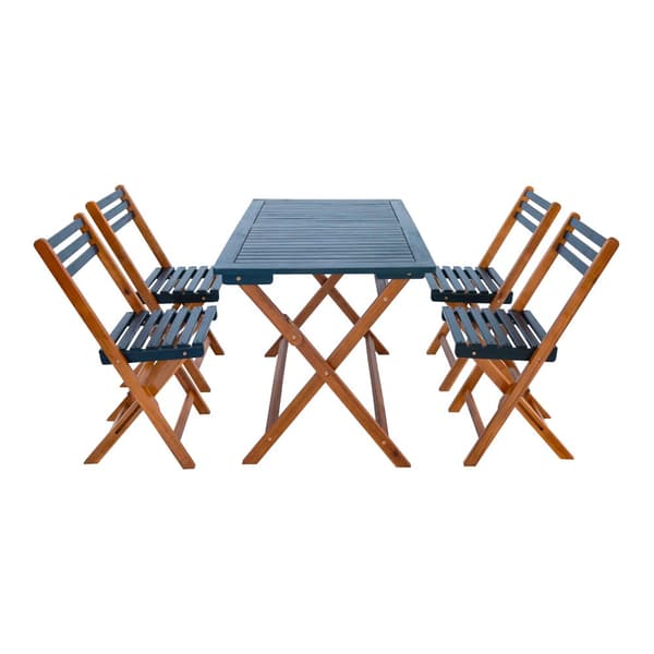 Matgrupp Altamura av bord och 4 stolar akacia [en.casa]