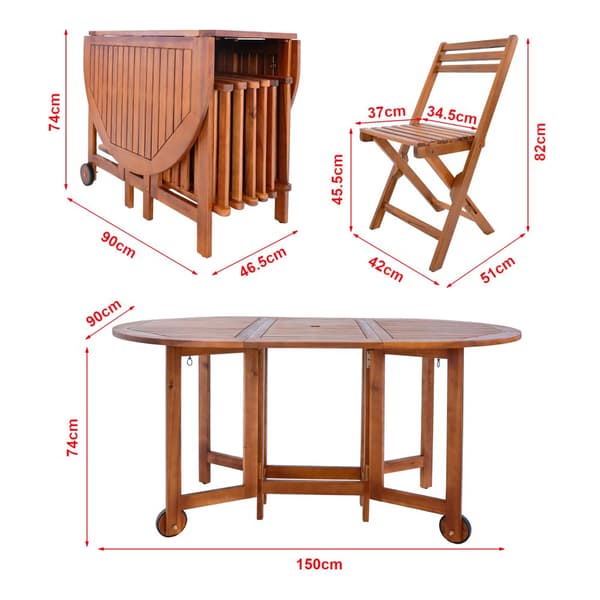 Matgrupp Acerenza av bord och 6 stolar akacia [en.casa]