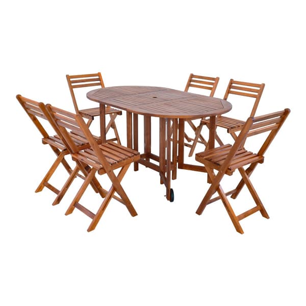 Matgrupp Acerenza av bord och 6 stolar akacia [en.casa]