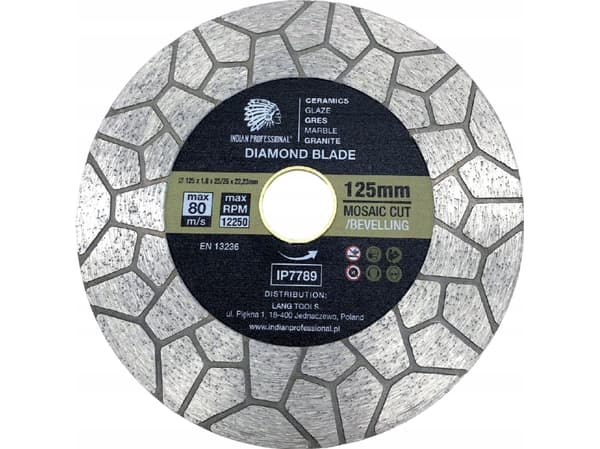 INDIAN PROFESSIONAL TARCZA DIAMENTOWA 125mm x 2,0mm x 22,2mm MOSAIC CUT /INDIAN PROFESSIONAL