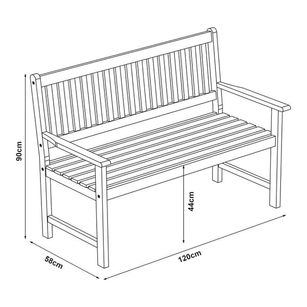 Trädgårdsbänk Canzano 120x58x90 cm eukalyptus [casa.pro]