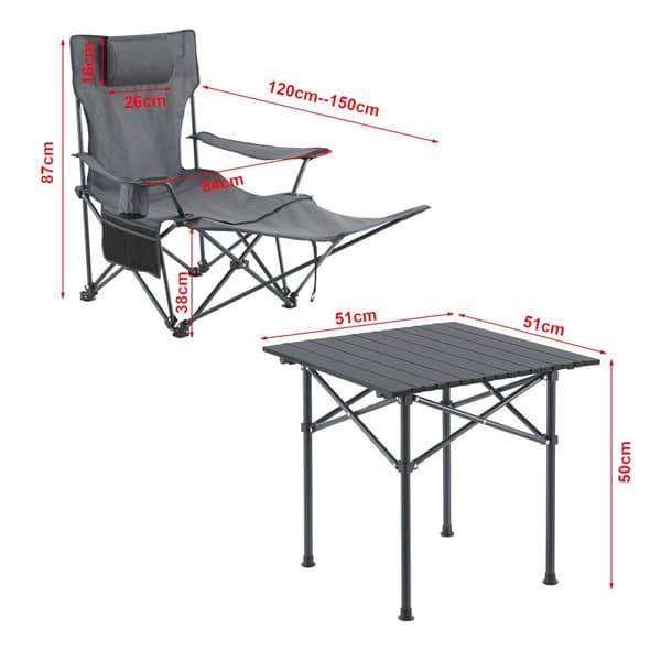Campingset Bellante av bord och hopfällbara stolar stål grå [casa.pro]