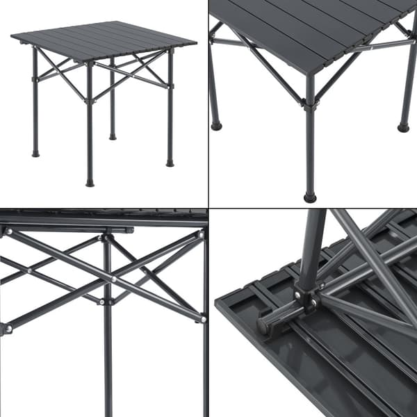 Campingset Bellante av bord och hopfällbara stolar stål grå [casa.pro]