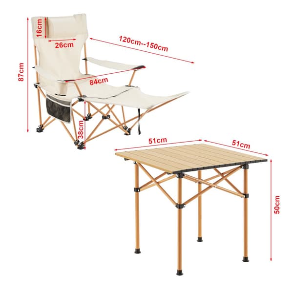 Campingset Bellante av bord och hopfällbara stolar stål beige [casa.pro]