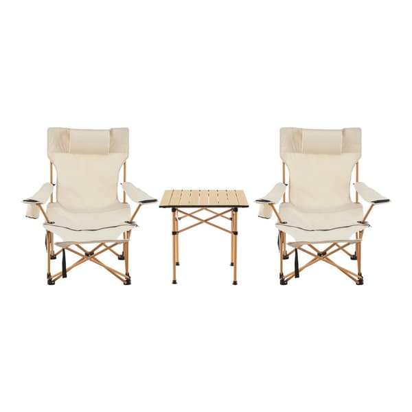 Campingset Bellante av bord och hopfällbara stolar stål beige [casa.pro]