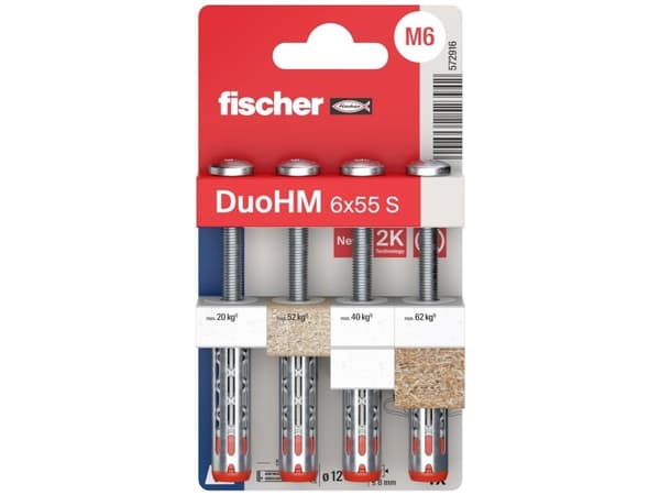 Fischer 572916 DuoHM 6x55 S PH TX Hulrumsrawplug 55 mm 4 stk