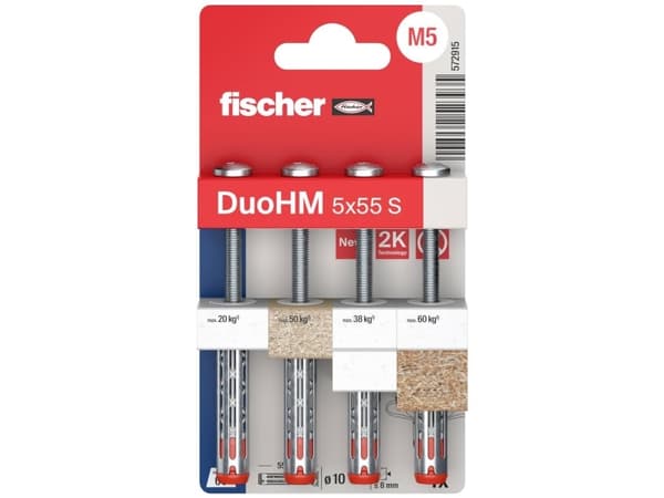 Fischer 572915 DuoHM 5x55 S PH TX Hulrumsrawplug 55 mm 4 stk