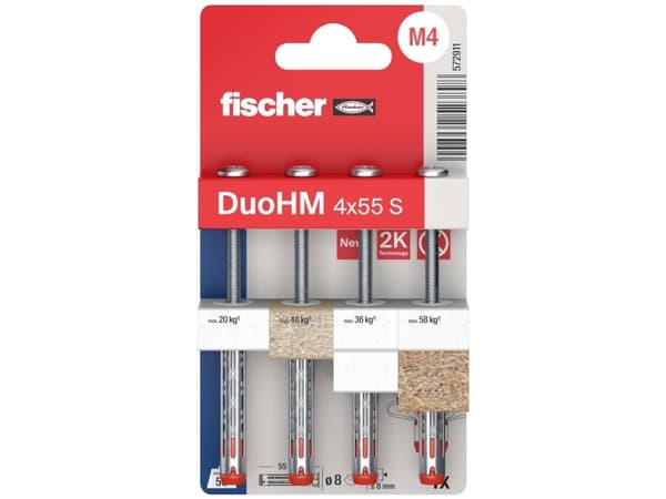 Fischer 572911 DuoHM 4x55 S PH PZ Hulrumsrawplug 55 mm 4 stk