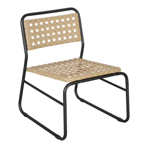 Caféset Brienza av bord och 2 stolar beige kontrotting stål [casa.pro]