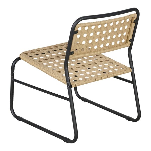 Caféset Brienza av bord och 2 stolar beige kontrotting stål [casa.pro]