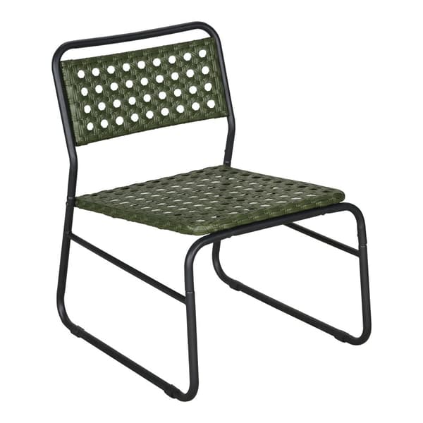 Caféset Brienza av bord och 2 stolar grön kontrotting stål [casa.pro]