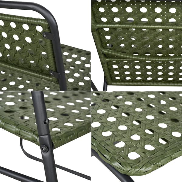 Caféset Brienza av bord och 2 stolar grön kontrotting stål [casa.pro]