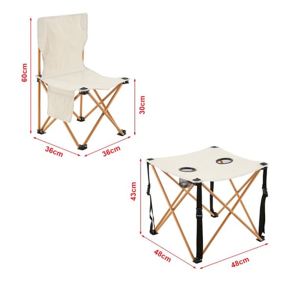 Campingset Banzi av bord och 2 hopfällbara stolar beige [casa.pro]