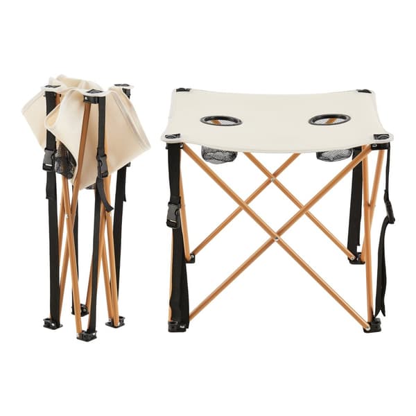 Campingset Banzi av bord och 2 hopfällbara stolar beige [casa.pro]