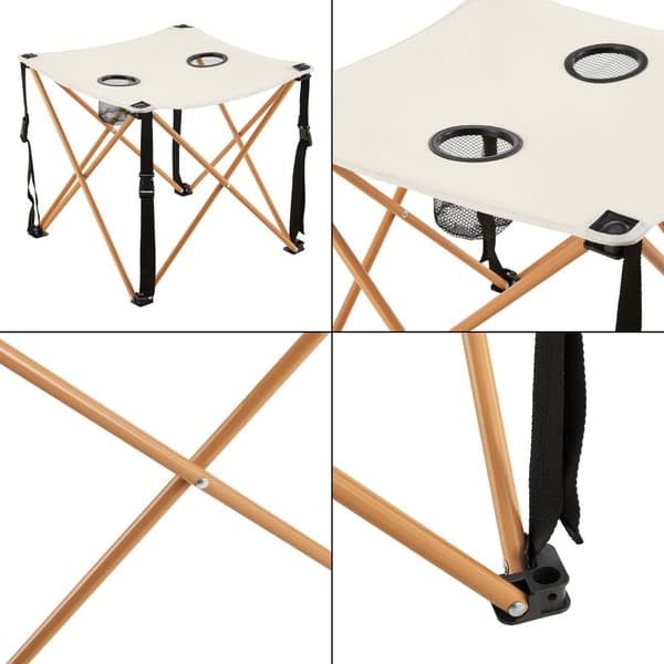 Campingset Banzi av bord och 2 hopfällbara stolar beige [casa.pro]