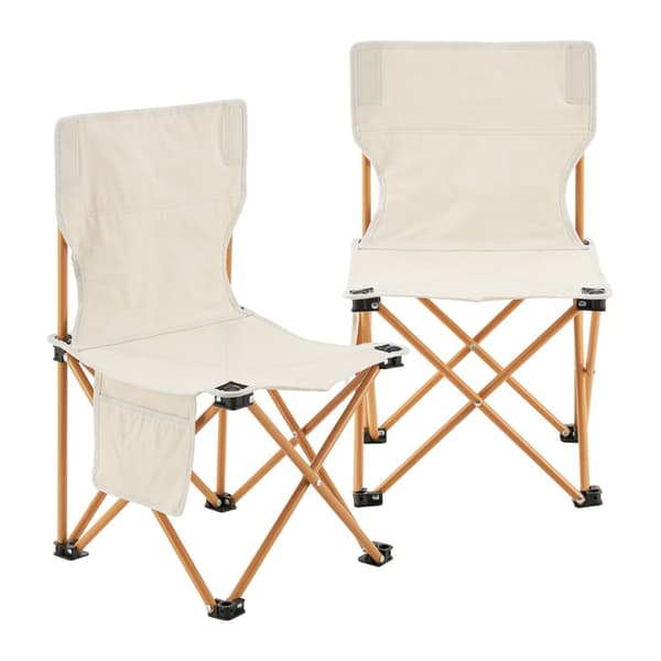 Campingset Banzi av bord och 2 hopfällbara stolar beige [casa.pro]