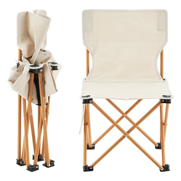 Campingset Banzi av bord och 2 hopfällbara stolar beige [casa.pro]