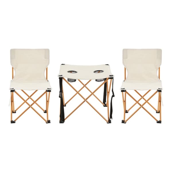 Campingset Banzi av bord och 2 hopfällbara stolar beige [casa.pro]