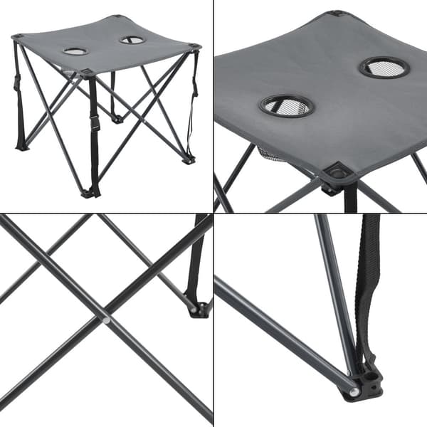 Campingset Banzi av bord och 2 hopfällbara stolar grå [casa.pro]