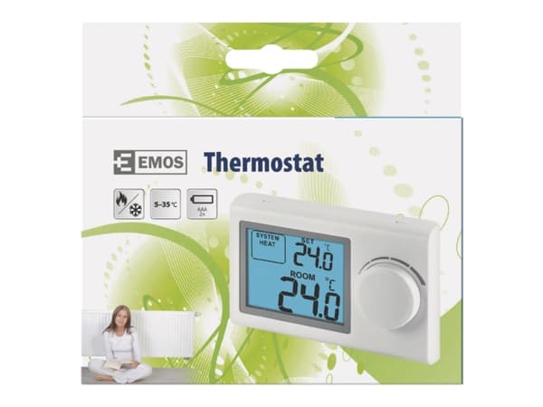 Emos P5604, Vit, LCD, AC/Batteri, AAA, 1,5 V, 230 V