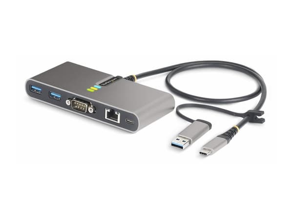 StarTech.com 2-porttinen USB-C/USB-A-keskitin GbE:llä ja RS232-sarjalla, 2x USB-A - Keskitin - 2 x USB 3.2 Gen 1 - pöytätietokoneet