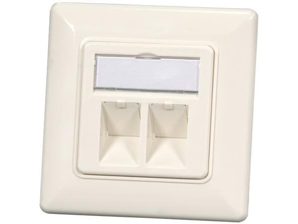 Datapistorasia, suora, 80 x 80 mm EURO, kahdelle keystone-liittimelle, väri: valkoinen RAL 9010