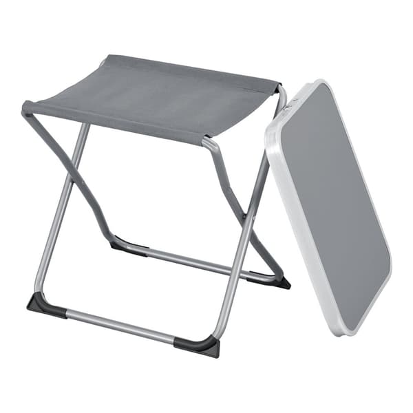 Campingpall/bord Barete 2-i-1 hopfällbar 47x47x37 cm grå [en.casa]