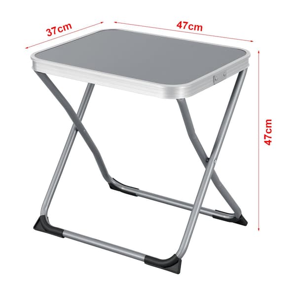 Campingpall/bord Barete 2-i-1 hopfällbar 47x47x37 cm grå [en.casa]