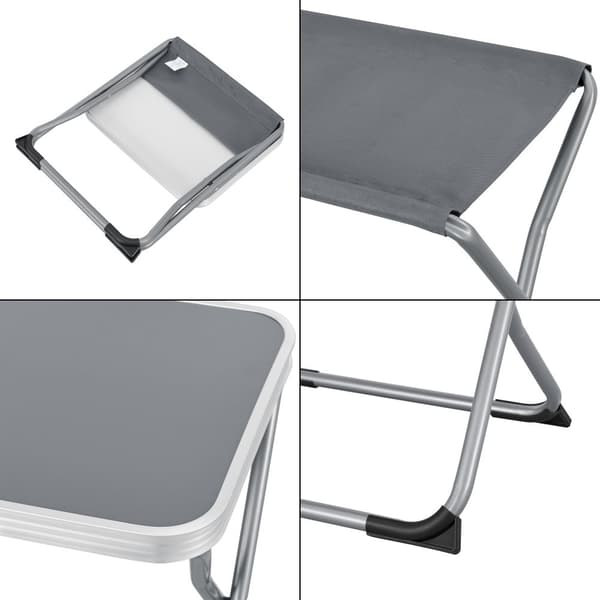 Campingpall/bord Barete 2-i-1 hopfällbar 47x47x37 cm grå [en.casa]