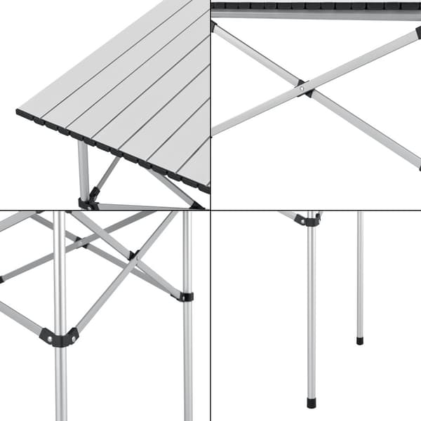 Campingbord Castilenti 70x70x70 cm hopfällbar silver [en.casa]